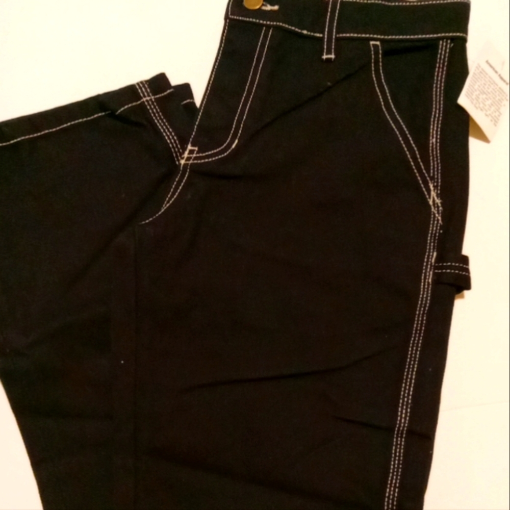Black Pants with White Stitching American Apparel Caprenter Jean Woman Size 29